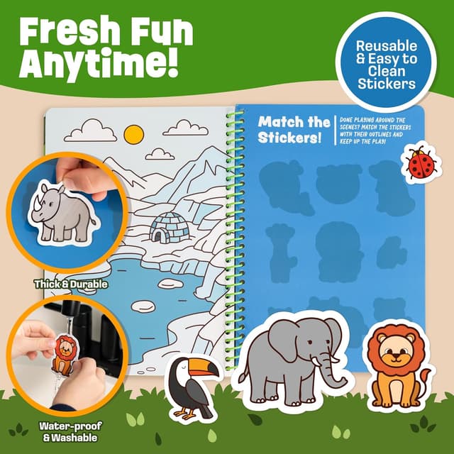 Detalle 2 de Reusable Sticker Book Animals 50 Jelly Stickers