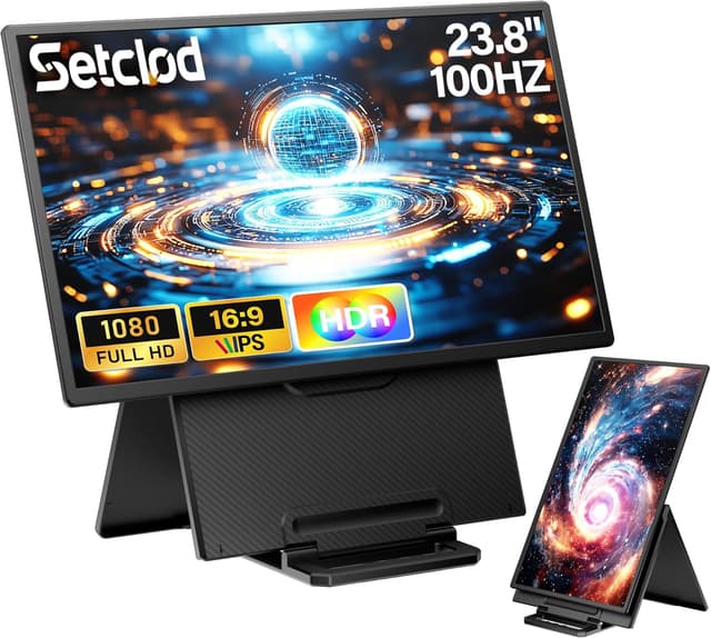 Detalle de Setclod 23.8" Large Portable Monitor (1080P FHD, 100Hz, IPS) with USB Hub & Detachable Stand