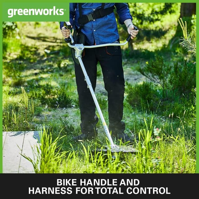 Detalle de Greenworks 40V Cordless Brushcutter (GD40BCB) with Harness, 40cm Cutting Width – Tool Only