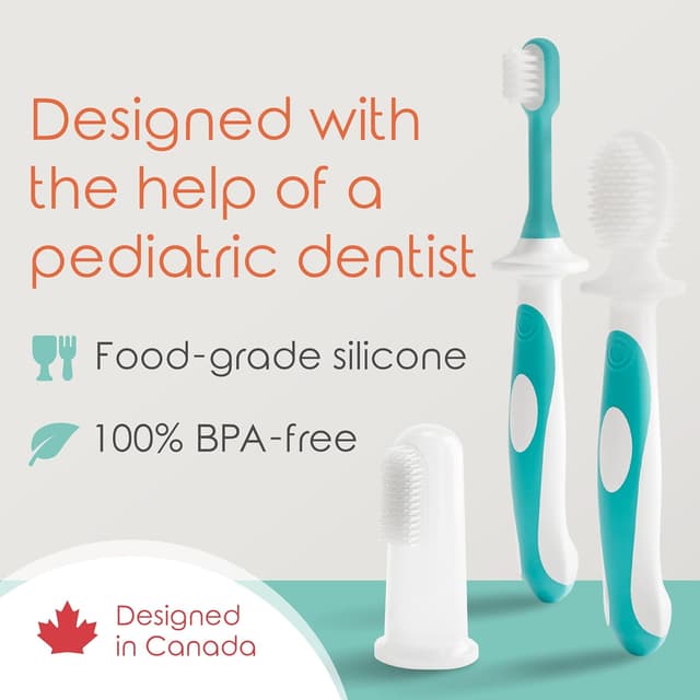 Detalle 2 de Cherish Baby Care Baby Toothbrush Set 0–2 Years (BPA-Free, Food-Grade Silicone) – Teal