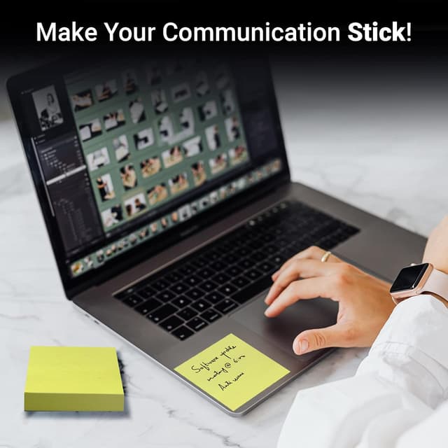 Detalle 2 de Gelbe Haftnotizen im 12er-Set, 76 x 76 mm Classics – selbstklebende Sticky Notes (80 Blätter je Pad)