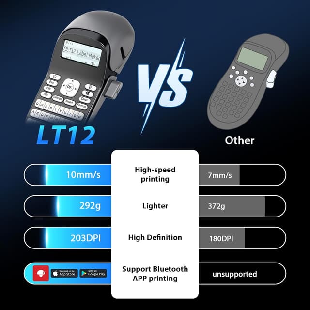 Detalle de Phomemo LT12 étiqueteuse portable Bluetooth avec clavier QWERTY (gris)