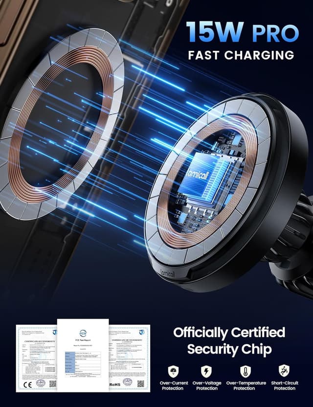 Detalle de Lamicall MagSafe car charger holder 15W