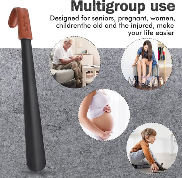 Detalle 2 de ZOMAKE long-handled shoe horn (42cm) with leather handle