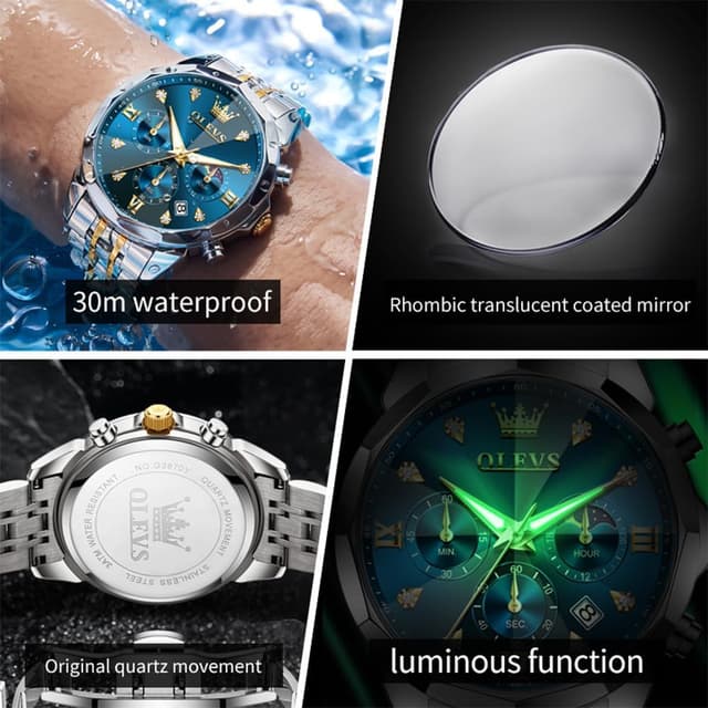 Detalle 2 de OLEVS Quarz Business Uhr mit Chronograph