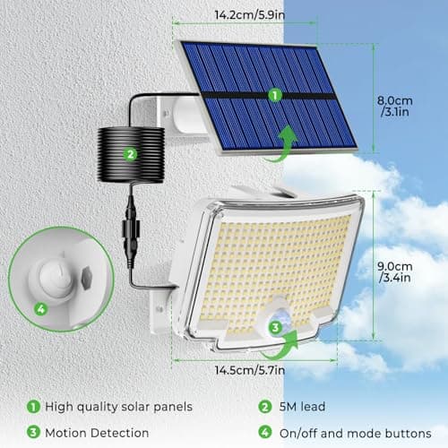 Thumbnail 7 de nipify Focos LED Solares exteriores, 318 LEDs, 2 paq.🔆