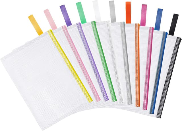 Detalle de OFFCUP lot de pochettes A3 en PVC avec fermeture éclair (10 pièces) pour documents et dossiers