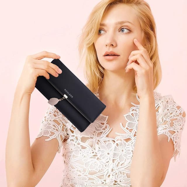 Detalle de Roulens Ladies Purse RFID Blocking PU Leather Wallet with Zip Coin Purse & Card Slots