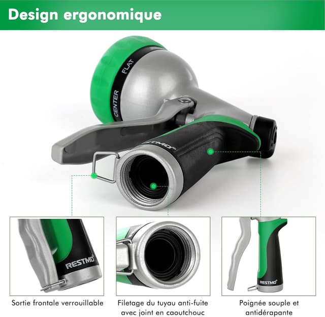 Thumbnail 4 de RESTMO Pistolet d'arrosage, pulvérisateur réglable 7 modèles ⚙