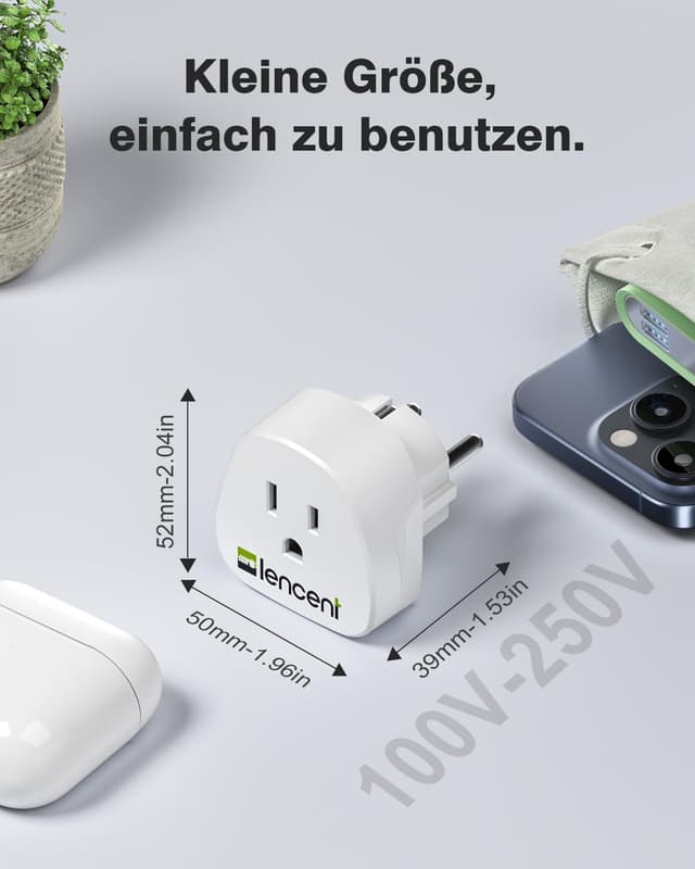 Thumbnail 6 de LENCENT Reiseadapter USA auf EU Steckdose 2er
