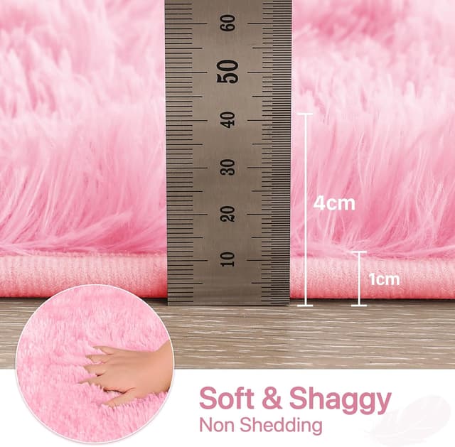 Detalle de Tapis BEIMO Shaggy rose à poils longs 160x230 cm avec envers antidérapant