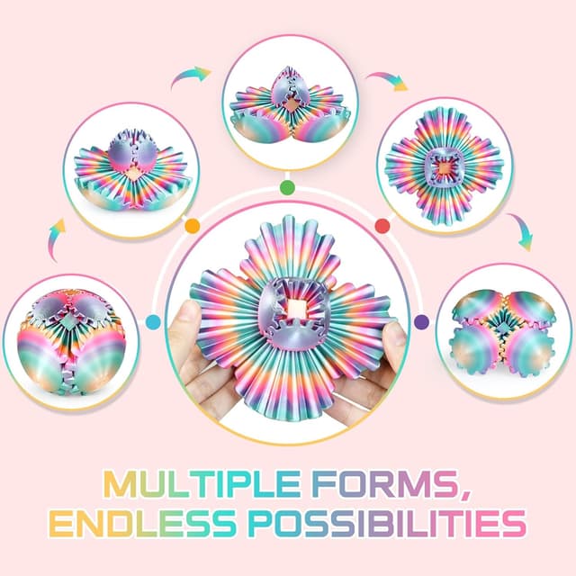 Detalle de Balkwan Gear Ball 3D Printed Fidget Toy Spinning Gear Sphere (Rainbow, 2.5 in diameter)