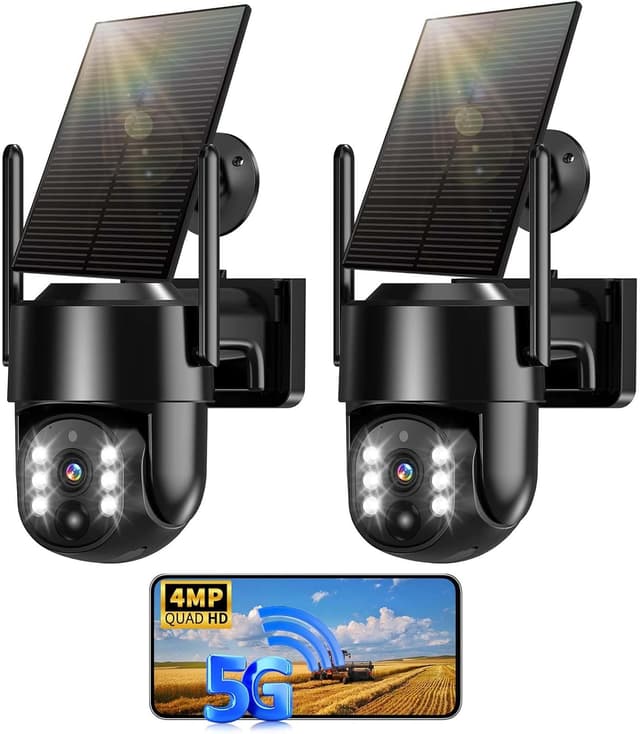 Detalle de Wireless Solar Security Camera (5G/2.4G) with 2-Way Talk, Color Night Vision & Human Detection