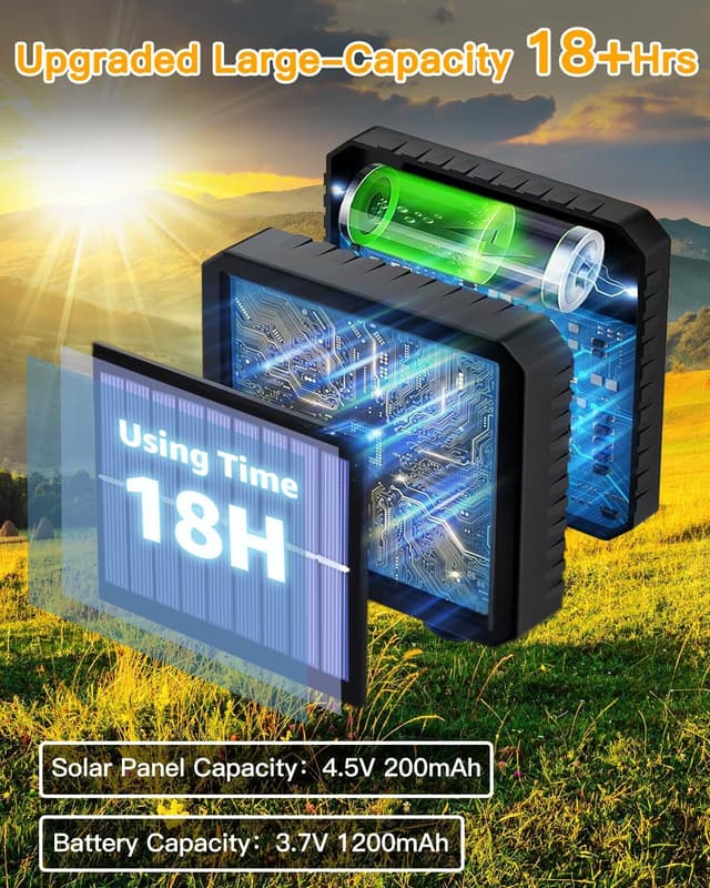 Detalle de Ollny Solar Lights Outdoor Garden 20m 200 LED Solar Fairy Light String with Warm White, IP44 & 8 Modes