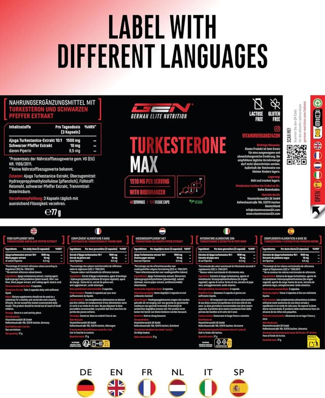 Thumbnail 6 de GEN German Elite Nutrition Turkesteron Max (120 Kapseln) – Extra hochdosiert mit 1.510 mg Tagesportion