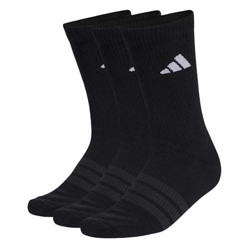 Detalle 1 de adidas unisex Cushion Sportswear Crew Socks (pack de 3) negras con amortiguación, 34-36