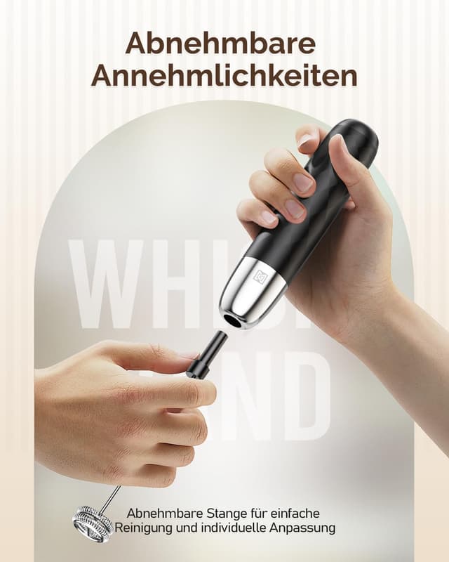 Detalle de Maestri House LunaFro Mini – wiederaufladbarer elektrischer Milchaufschäumer mit USB-C