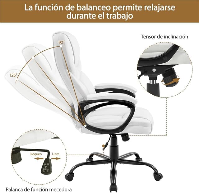 Thumbnail 5 de Yaheetech Silla Oficina Piel Sintética Ergonomica