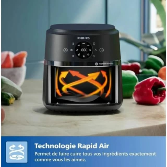 Detalle 2 de Freidora de aire Philips 2000 NA220/00 de 4,2 L y 1500 W con ventana y 9 programas