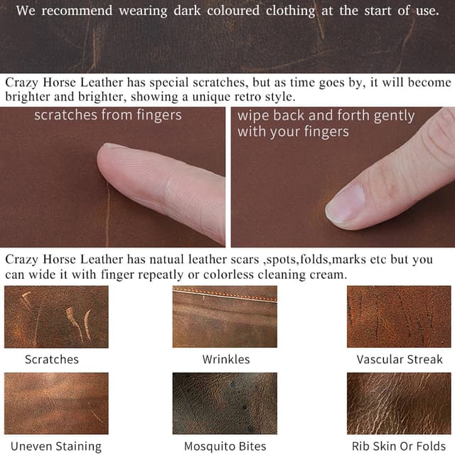 Detalle de BAIGIO sac à bandoulière homme en cuir vintage marron foncé (petit sac besace)