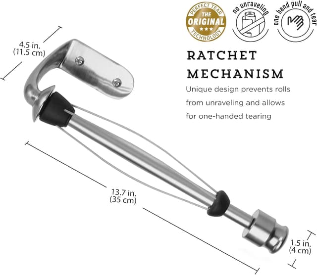 Detalle 2 de Kamenstein Perfect Tear Wall Mount Paper Towel Holder (14-Inch), Brushed Silver Metal Finish