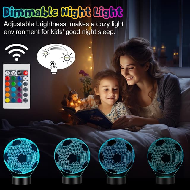 Detalle 2 de Linkax 3D Illusion Football Night Light 16 colours
