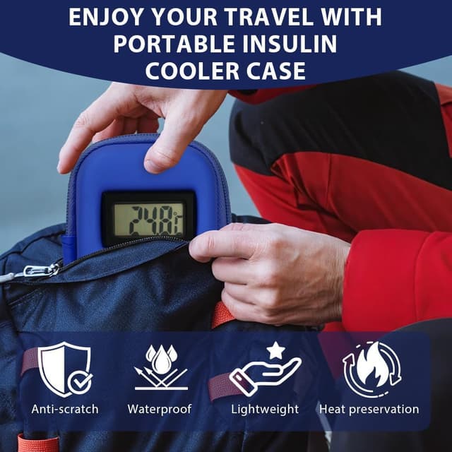 Detalle de Fefod Sac pour Diabétique avec étui isotherme, écran de température et 2 poches de glace gel