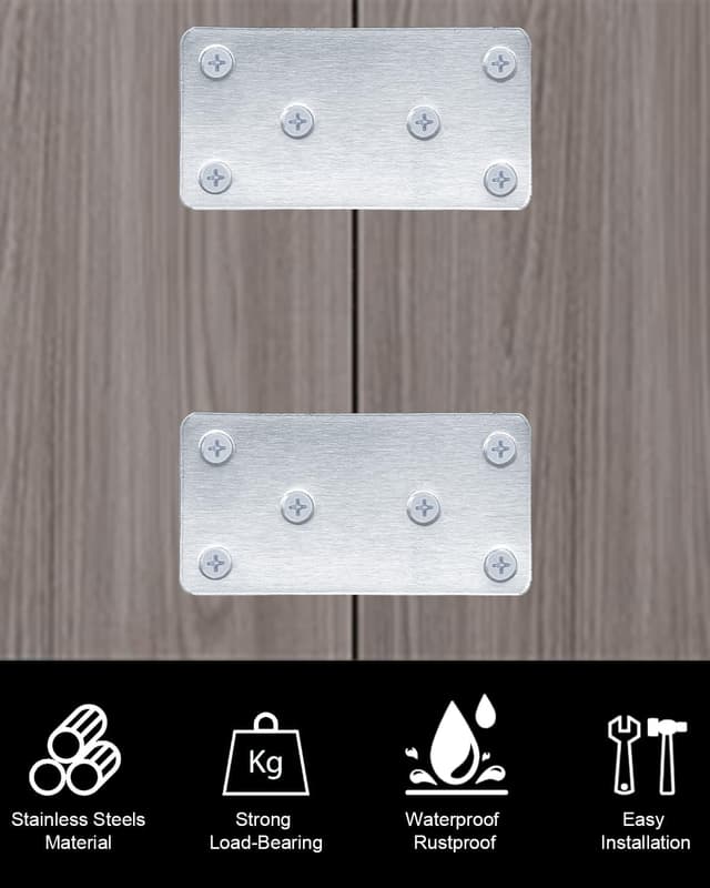 Detalle de BINCKIN Flachverbinder aus Edelstahl für Holzverbinder (80 × 40 × 1,8 mm Lochblech), 20 Stück