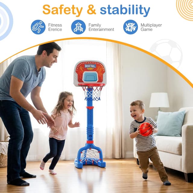 Thumbnail 6 de FLMAQE Toddler Basketball Hoop 53.15 in