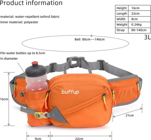 Thumbnail 5 de buffup Riñonera Deportiva con Portabotellas 3 L