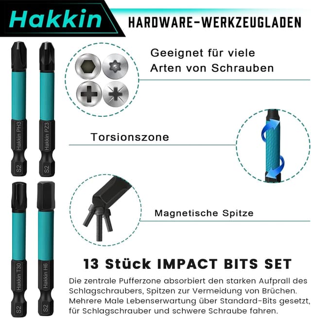 Detalle 2 de Hakkin Torx Bits Set T10 bis T30 15-tlg