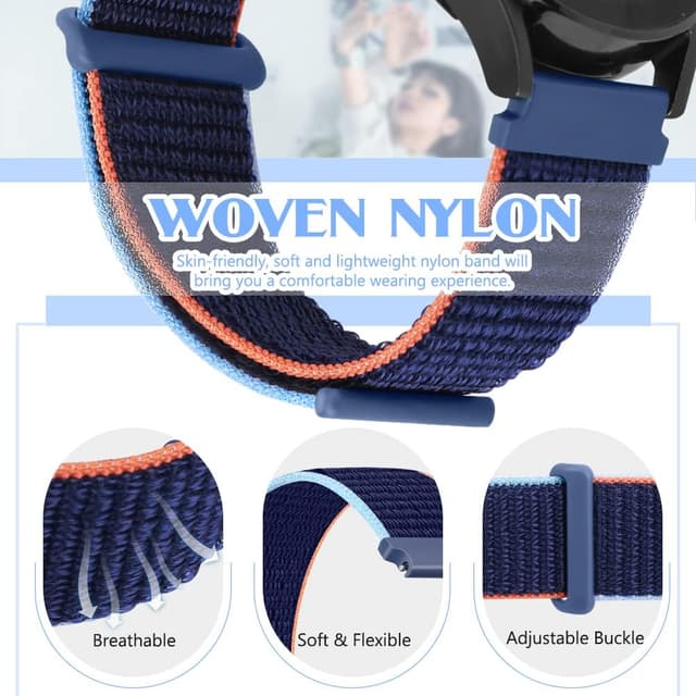 Detalle de Huamanlou Nylon Uhrenarmband mit Schnellverschluss (16/18/20/22 mm) – atmungsaktiv & verstellbar