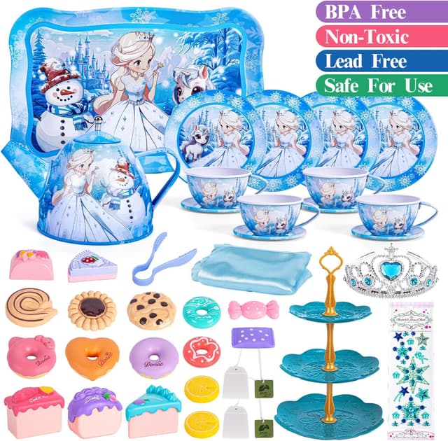 Thumbnail 6 de Hohosunlar Kids Frozen Tea Party Set (Elsa) – Toddler Princess Tea Set with Carrying Case