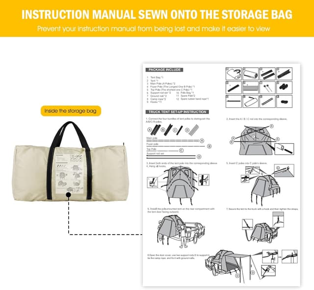 Thumbnail 6 de Pickup Truck Tent with Awning Shade (Waterproof PU5000) for 5'5"–6'3" Truck Beds