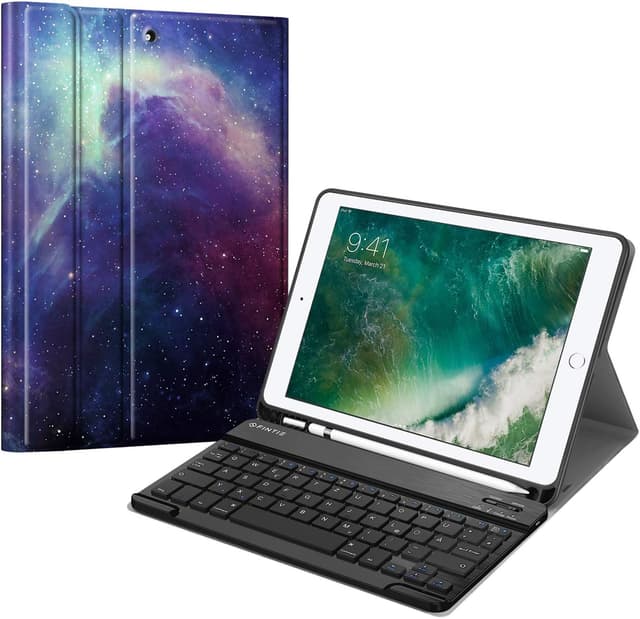 Detalle de Fintie Tastatur Hülle für iPad 9,7 2018 (6. Generation) – magnetische QWERTZ Bluetooth-Tastatur mit Pencil-Halter