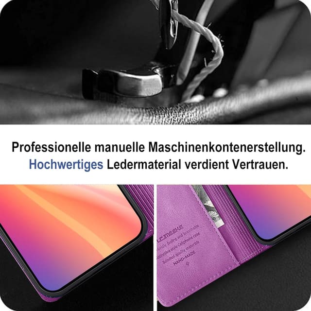 Detalle de Giyer Handyhülle für Samsung Galaxy A26 5G – PU Leder Wallet Flip Case mit Kartenfächern, Schutzfolie & Standfunktion (Lila)