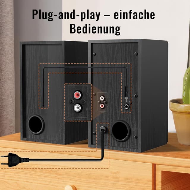 Detalle de BESTISAN Aktive Regallautsprecher mit Bluetooth- und RCA-Eingang (3 Zoll) für PC, Desktop & Gaming