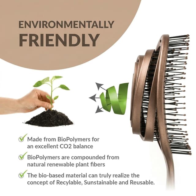 Detalle de marQus Haarbürste ohne Ziepen – Entwirrbürste mit Doppelspiralfeder (1 Stück), Metallic Braun