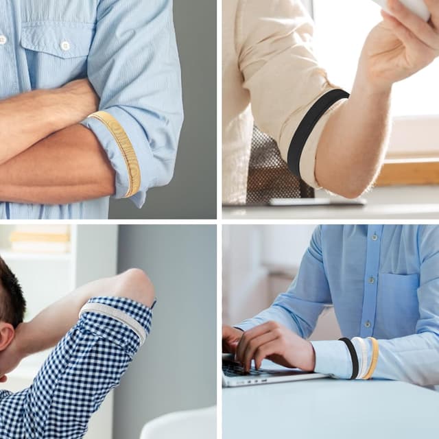 Detalle de Aomig Metall Ärmelhalter Set (2 Stück) für Hemdärmel – rutschfeste Metallmanschettenhalter