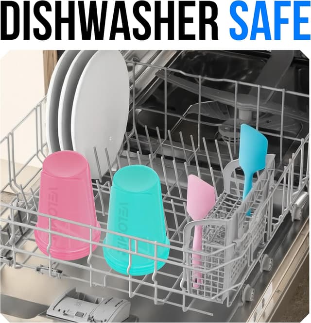 Detalle de VELOMIX 2-Pack 600ml Protein Shaker Bottle (Pink/Turquoise) with Wire Mixball