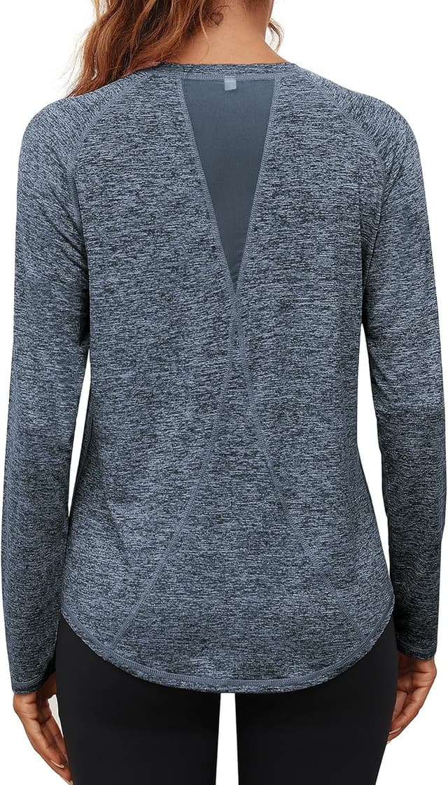 Detalle de Gyabnw Sport Langarmshirt Damen mit Funktionsstoff und Mesh am Rücken