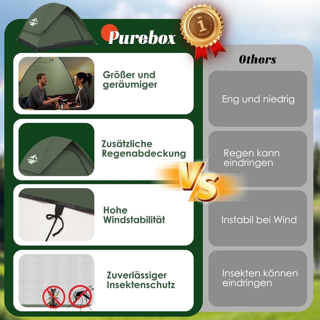 Detalle de Campingzelt für 2 bis 3 Personen Kuppelzelt