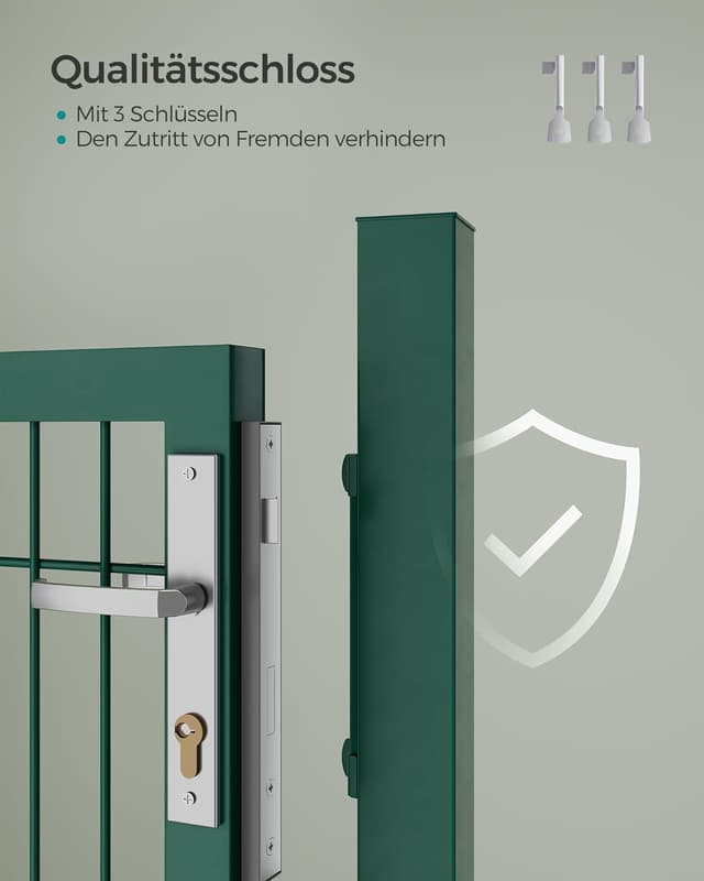 Detalle 2 de SONGMICS abschließbares Gartentor aus verzinktem Stahl, 106 x 125 cm (B x H) – grün GGD175L
