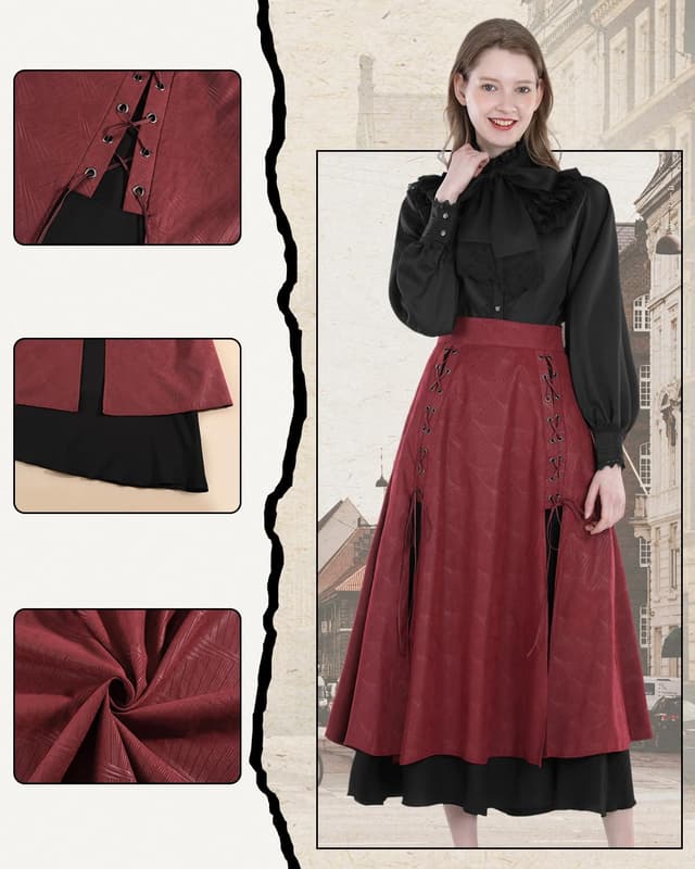 Thumbnail 1 de Viktorianischer Trachtenrock Mittelalter Maxi A‑Linie