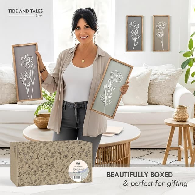 Thumbnail 4 de 3D Wooden Floral Wall Art Set of 4 🖼