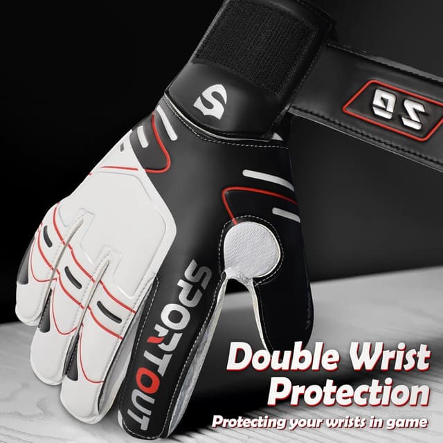Detalle de Sportout Youth & Adult Goalie Goalkeeper Gloves with 4+3MM Latex Palm Padding and Finger Protection