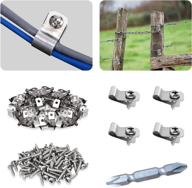 Detalle de iHYTOON Zaun-Drahtklemmen aus Edelstahl für Schweißdraht (für Zaunbefestigung, 300 Stück)