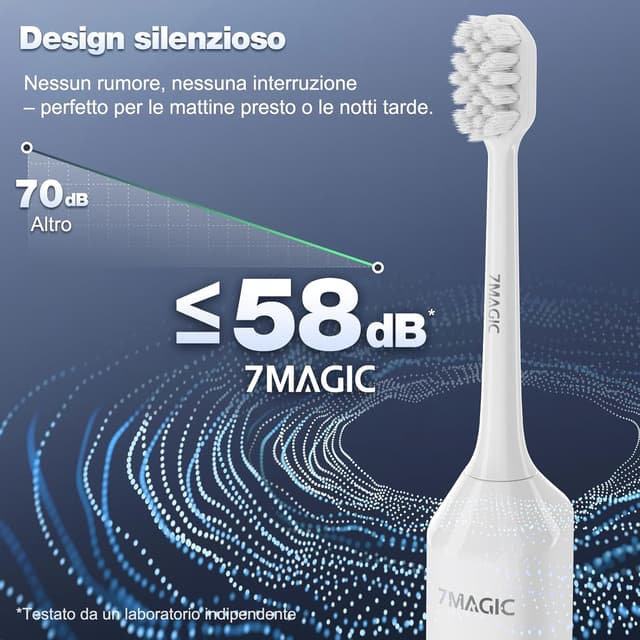 Thumbnail 6 de Spazzolino elettrico sonico 7MAGIC con 3 intensità, 5 modalità e timer da 2 minuti (IPX7) – autonomia 180 giorni