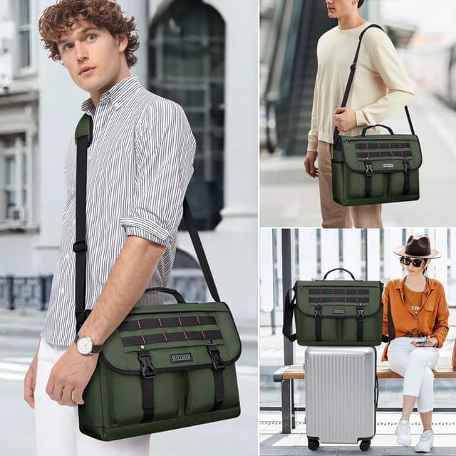 Detalle de WITZMAN Messenger Bag for Men, nylon 15.6 in