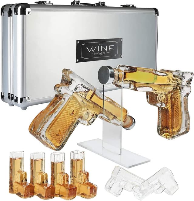 Imagen de Pistol Whiskey Decanter Set with 6 Glasses 🥃 en OfertitasTOP